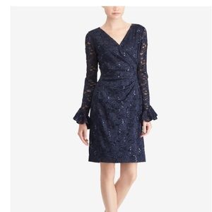 Ralph Lauren Lace and Sequin Ruched Dress